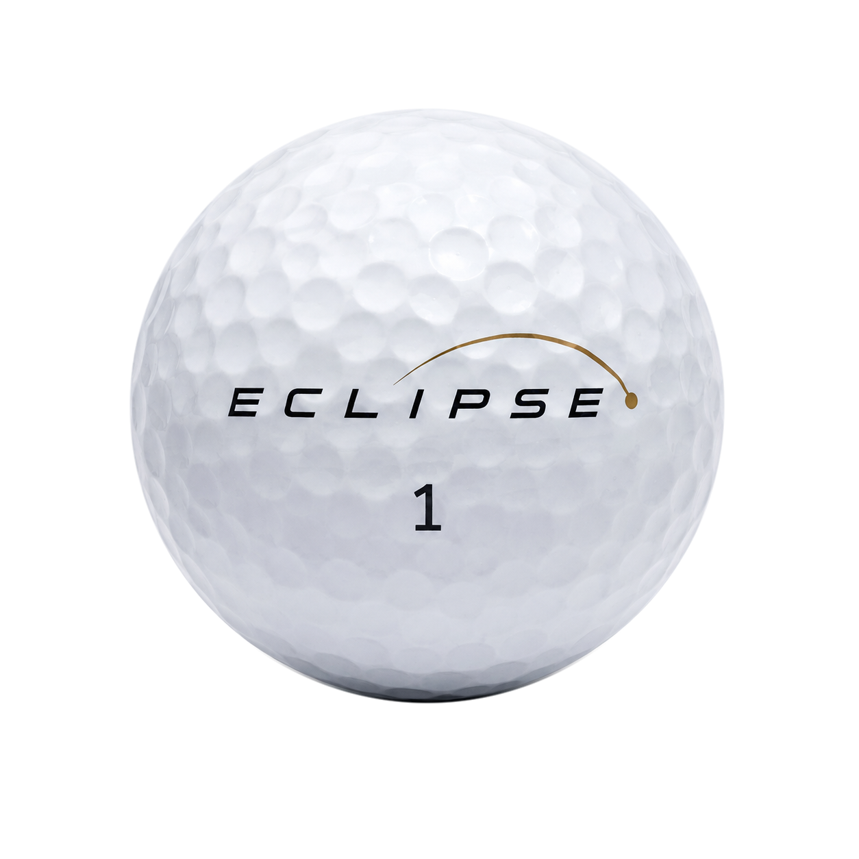 Eclipse tour golf ball with its gold flight-path mark